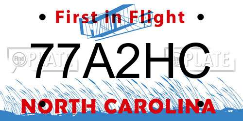 77A2HC North Carolina License Plate