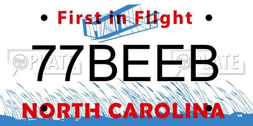 77BEEB North Carolina License Plate