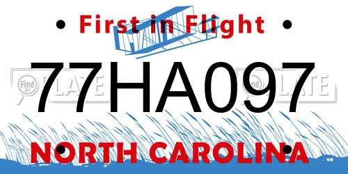 77HA097 North Carolina License Plate