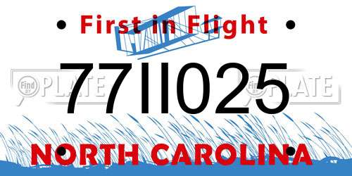 77II025 North Carolina License Plate