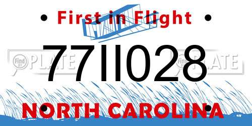 77II028 North Carolina License Plate