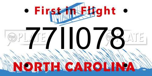 77II078 North Carolina License Plate