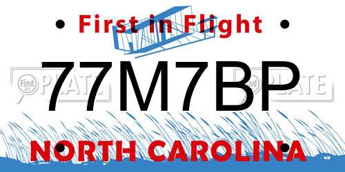 77M7BP North Carolina License Plate