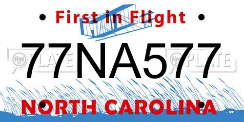 77NA577 North Carolina License Plate