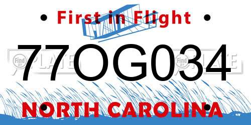 77OG034 North Carolina License Plate