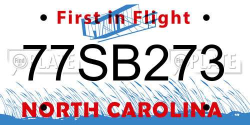 77SB273 North Carolina License Plate