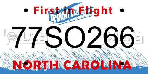 77SO266 North Carolina License Plate