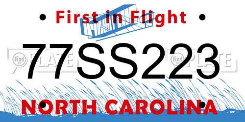 77SS223 North Carolina License Plate