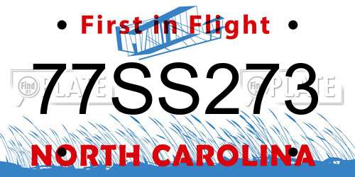 77SS273 North Carolina License Plate