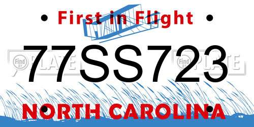 77SS723 North Carolina License Plate
