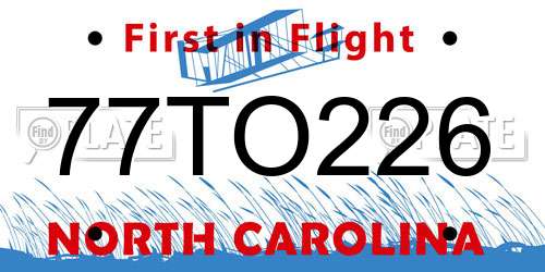 77TO226 North Carolina License Plate