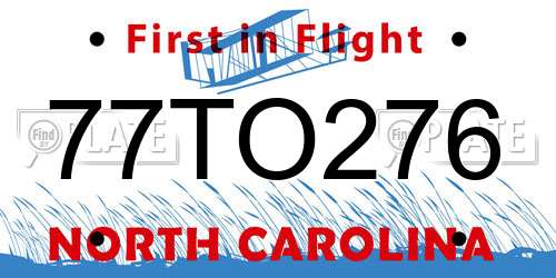 77TO276 North Carolina License Plate