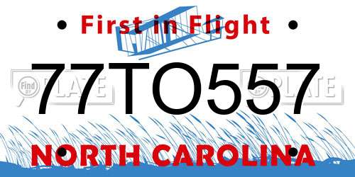 77TO557 North Carolina License Plate