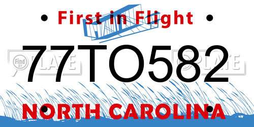 77TO582 North Carolina License Plate