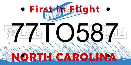 77TO587 North Carolina License Plate