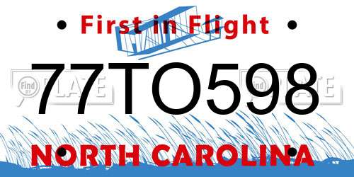 77TO598 North Carolina License Plate