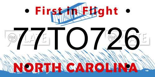 77TO726 North Carolina License Plate