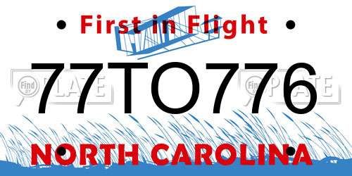 77TO776 North Carolina License Plate