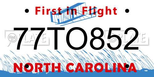 77TO852 North Carolina License Plate