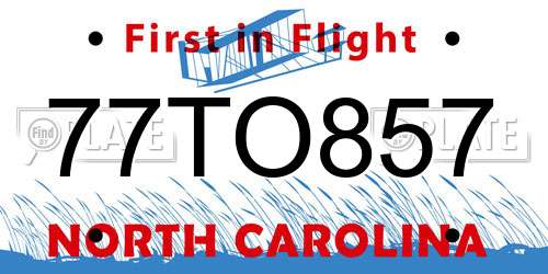 77TO857 North Carolina License Plate