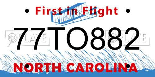 77TO882 North Carolina License Plate