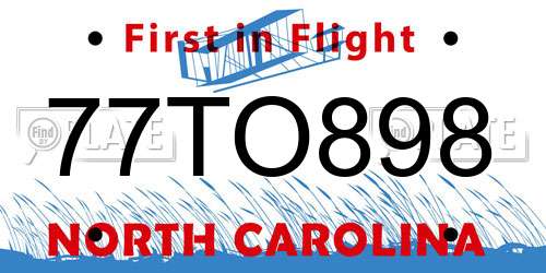 77TO898 North Carolina License Plate