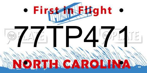 77TP471 North Carolina License Plate