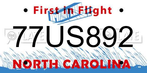 77US892 North Carolina License Plate
