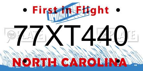 77XT440 North Carolina License Plate