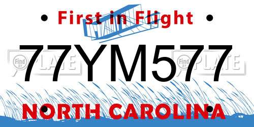 77YM577 North Carolina License Plate