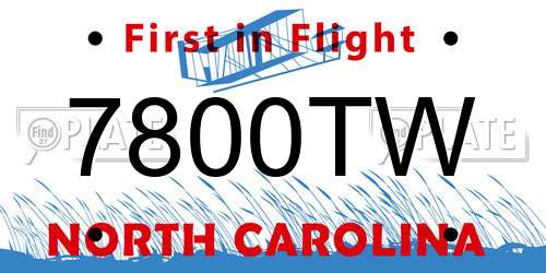 7800TW North Carolina License Plate
