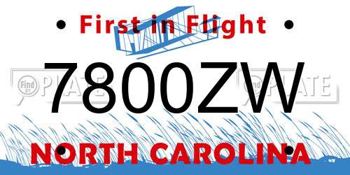 7800ZW North Carolina License Plate