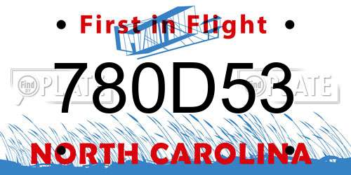 780D53 North Carolina License Plate