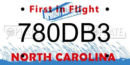 780DB3 North Carolina License Plate