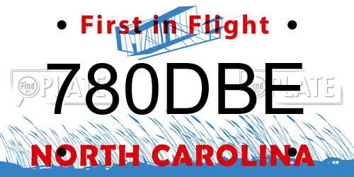 780DBE North Carolina License Plate