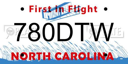 780DTW North Carolina License Plate