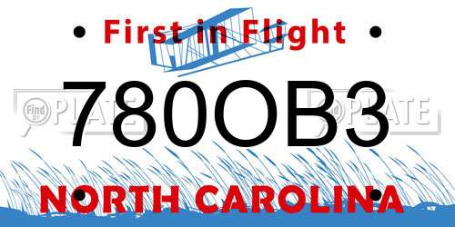 780OB3 North Carolina License Plate