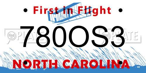 780OS3 North Carolina License Plate