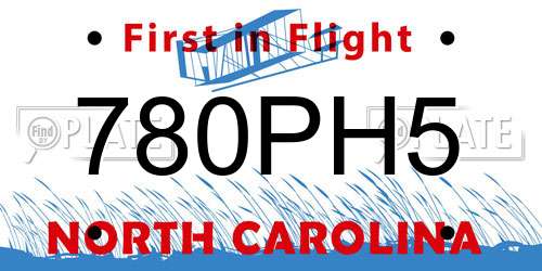 780PH5 North Carolina License Plate