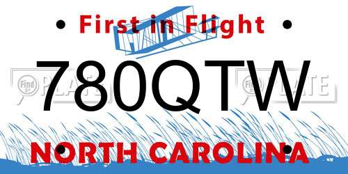 780QTW North Carolina License Plate