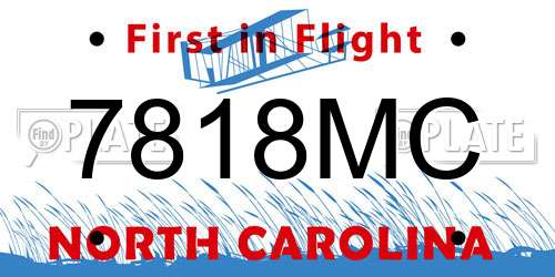 7818MC North Carolina License Plate