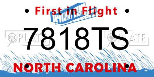 7818TS North Carolina License Plate