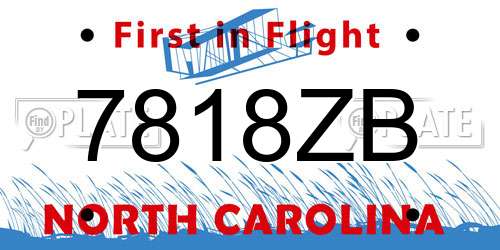 7818ZB North Carolina License Plate