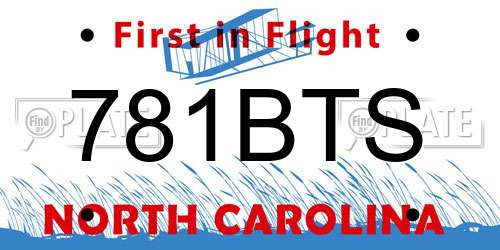 781BTS North Carolina License Plate