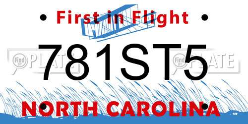 781ST5 North Carolina License Plate