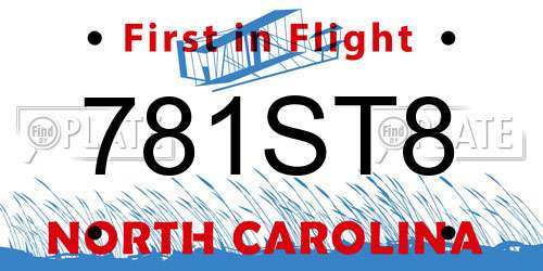 781ST8 North Carolina License Plate