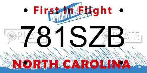 781SZB North Carolina License Plate