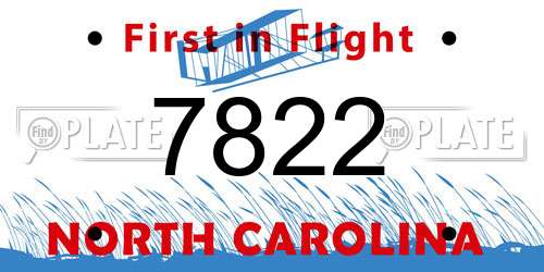 7822 North Carolina License Plate