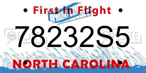 78232S5 North Carolina License Plate