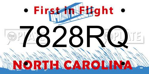 7828RQ North Carolina License Plate